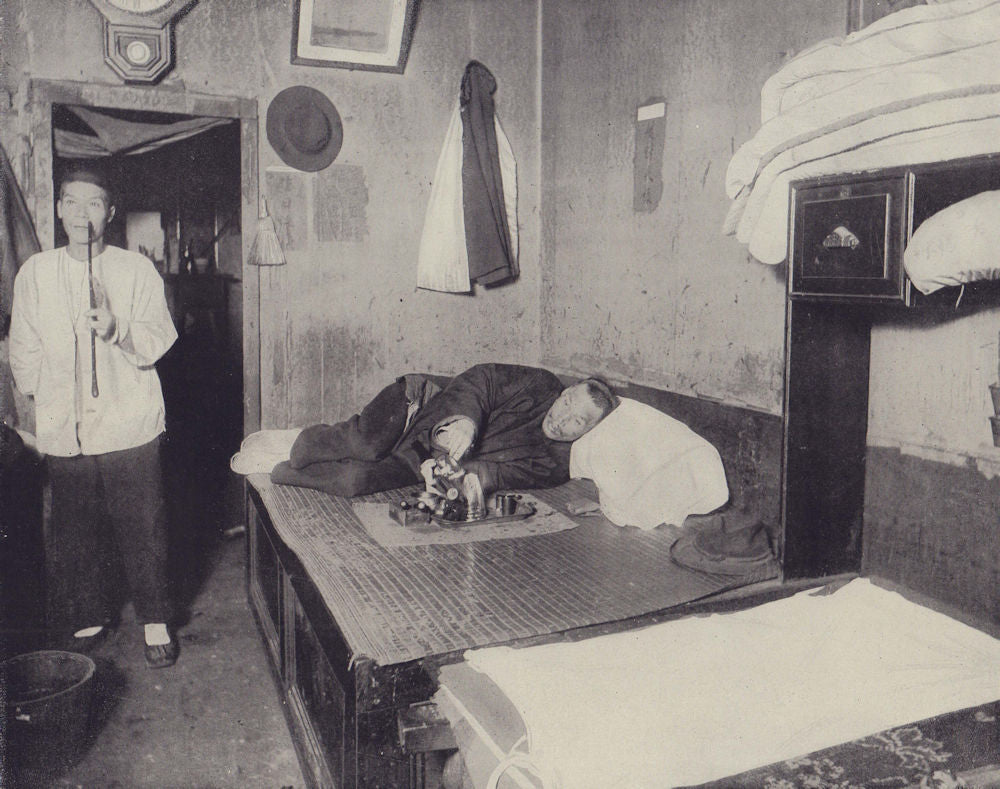 An Opium den in San Francisco. California. STODDARD 1895 old antique print